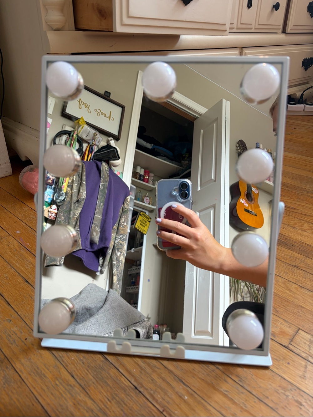 LED Vanity Mirror with Bulb Lights - White Frame